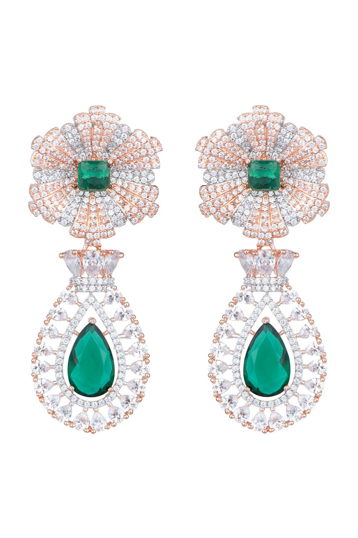 Rose Gold & White Rhodium Plated Diamond Earrings