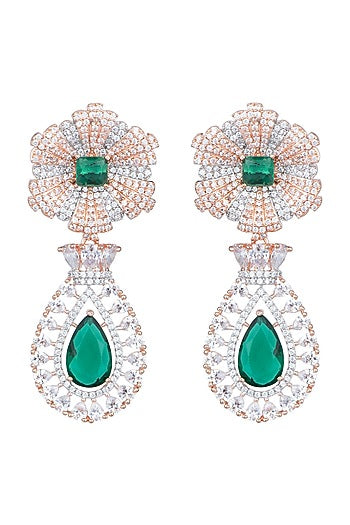 Rose Gold & White Rhodium Plated Diamond Earrings