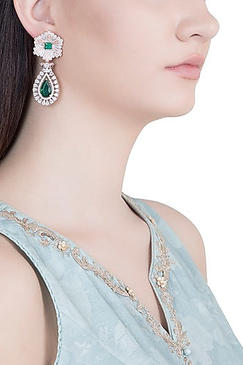 Rose Gold & White Rhodium Plated Diamond Earrings