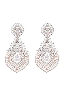 Rose Gold Plated Faux Diamond Long Earrings