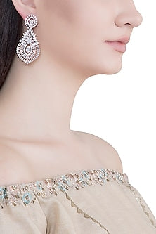 Rose Gold Plated Faux Diamond Long Earrings