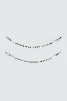 White Finish Faux Diamond Anklet (set of 2)