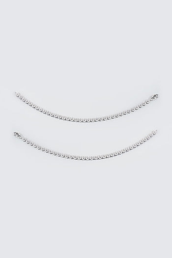 White Finish Faux Diamond Anklet (set of 2)