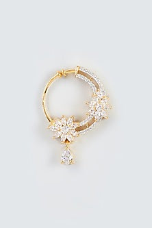 Gold Finish White Zircon Nose Ring