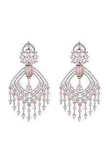 Rose Gold Finish Faux Diamond Dangler Earrings