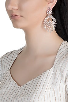 Rose Gold Finish Faux Diamond Dangler Earrings
