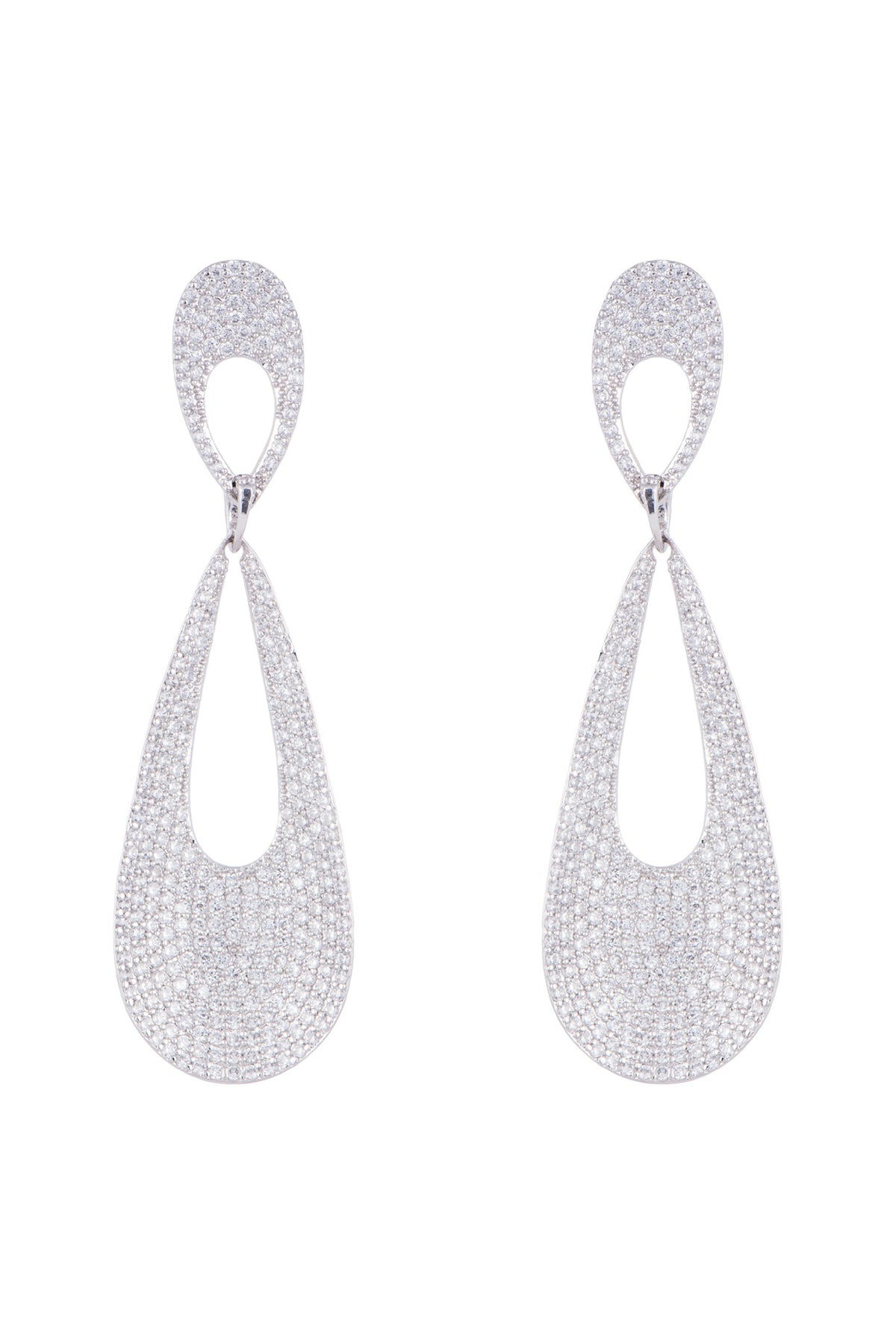 White Finish Faux Diamond Earrings