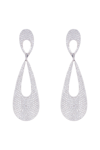 White Finish Faux Diamond Earrings