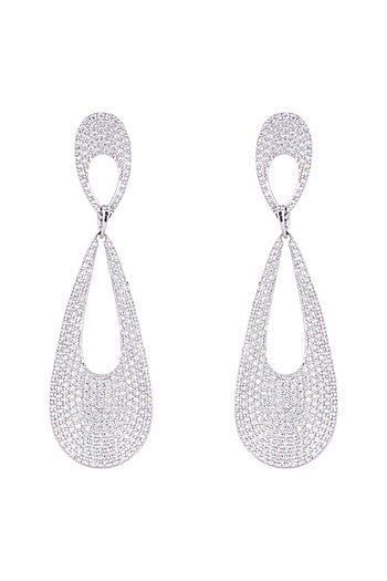 White Finish Faux Diamond Earrings