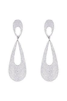 White Finish Faux Diamond Earrings
