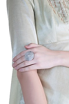White Finish Faux Diamond Ring