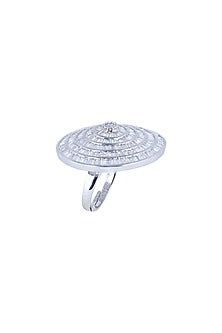White Finish Faux Diamond Ring
