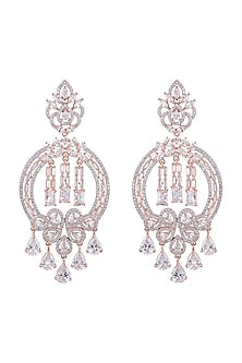 Rose Gold Finish Faux Diamonds Earrings