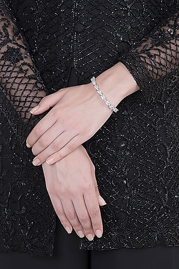 White Finish Faux Diamond Bracelet