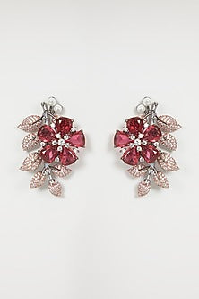 Black Rhodium Finish Diamond & Pearl Earrings
