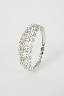 White Finish Bangle With Faux Diamonds