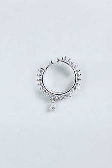 White Finish Faux Diamonds Nose Ring