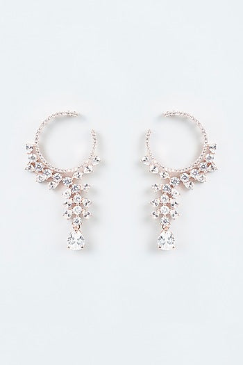 Rose Gold Finish Diamonds Dangler Earrings