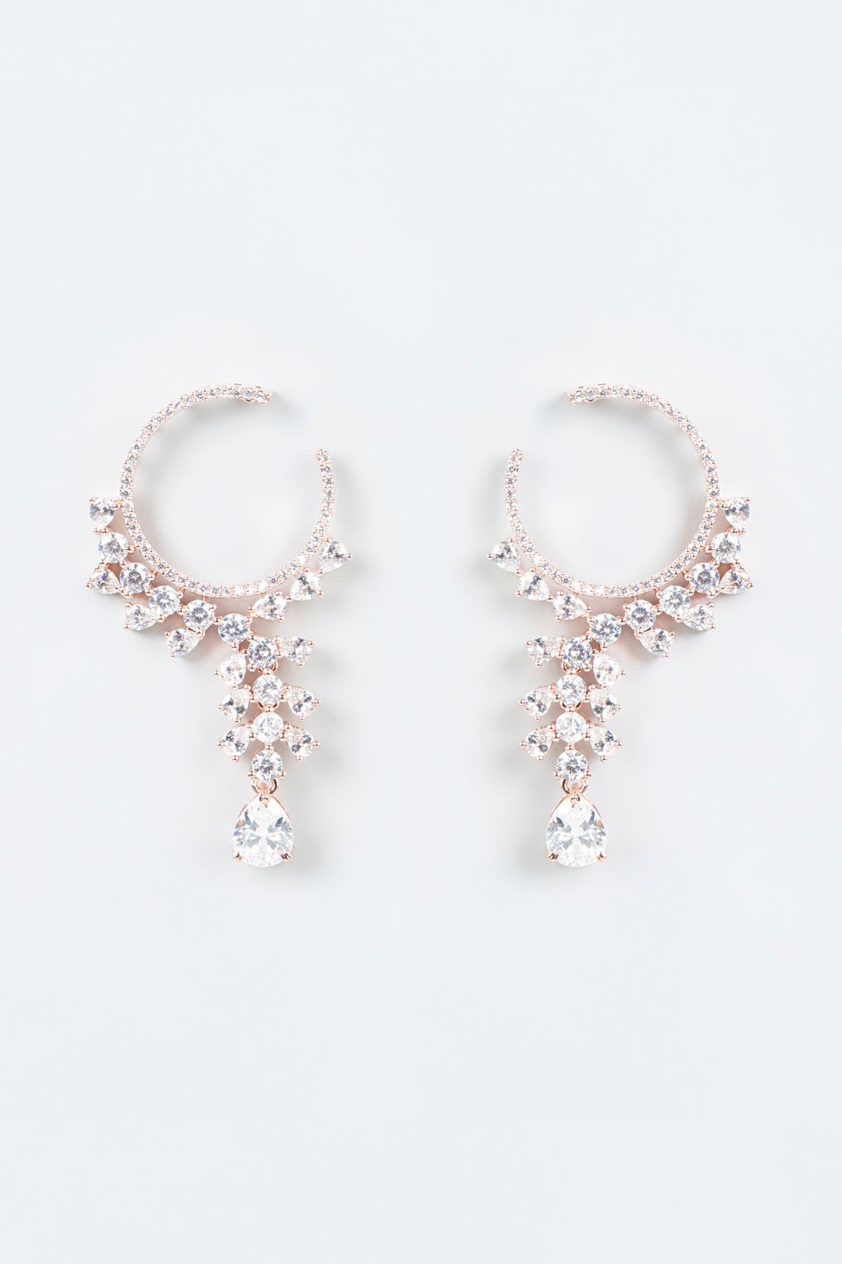 Rose Gold Finish Diamonds Dangler Earrings