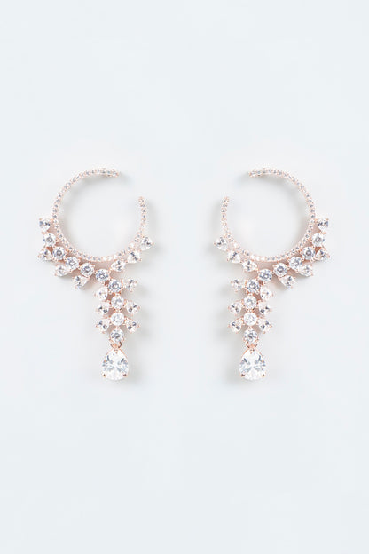 Rose Gold Finish Diamonds Dangler Earrings
