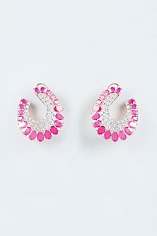 Rose Gold Finish Red Diamond Hoop Earrings