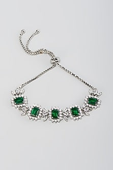 White Finish Zircon & Emerald Stone Necklace