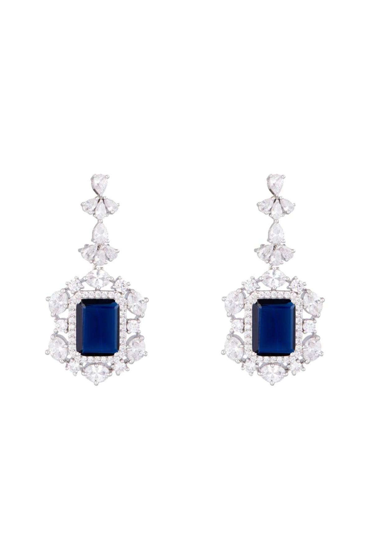 White Finish Faux Pearl, Diamond & Blue Stone Earring & Ring	ASTR041914