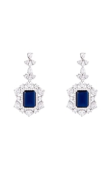 White Finish Faux Pearl, Diamond & Blue Stone Earring & Ring	ASTR041914
