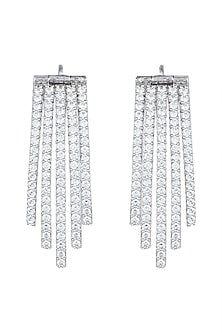 White Finish Faux Diamonds Earrings