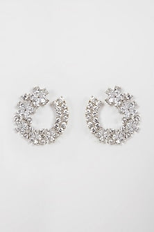 White Finish Faux Diamond Earrings