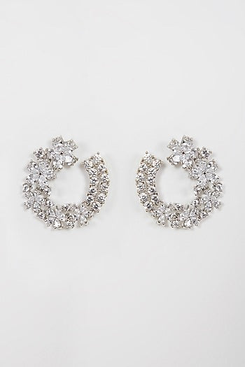 White Finish Faux Diamond Earrings