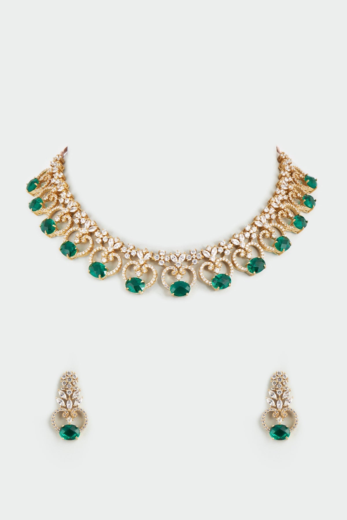 Gold Finish Synthetic Stone Necklace