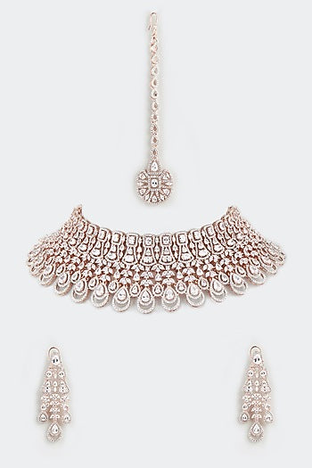 Rose Gold Finish Faux Diamond Necklace