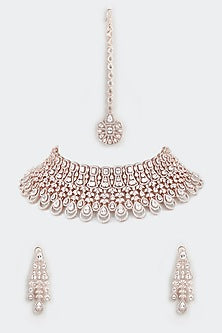 Rose Gold Finish Faux Diamond Necklace