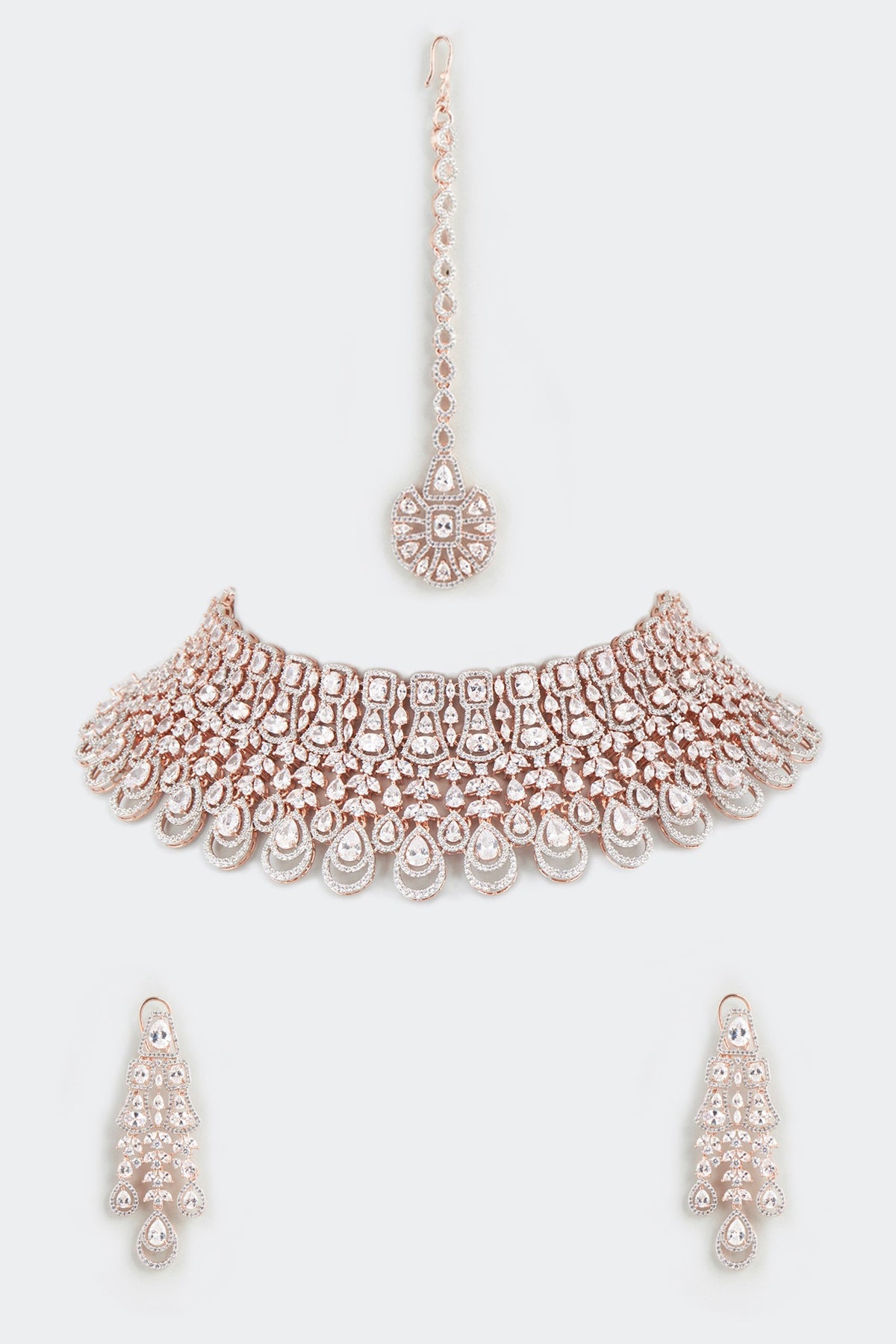 Rose Gold Finish Faux Diamond Necklace