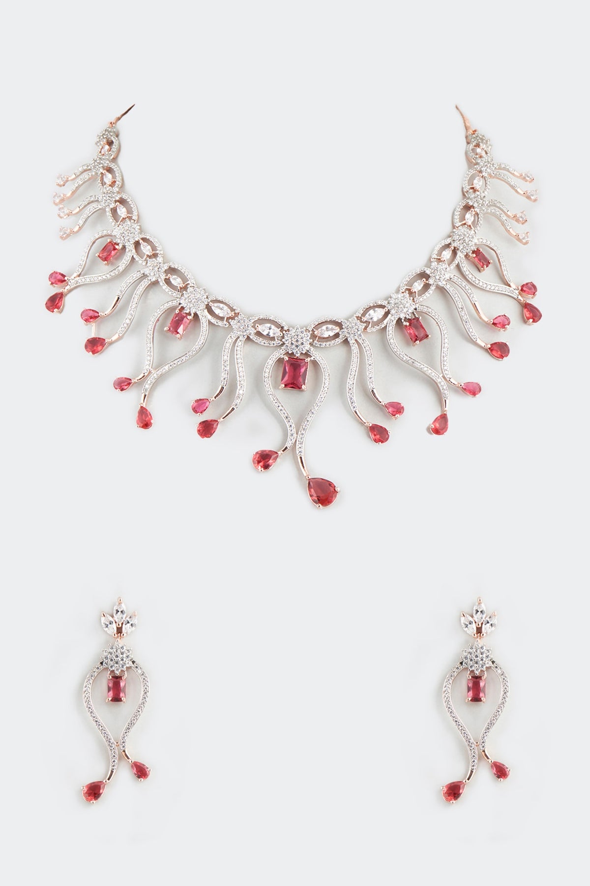Rose Gold Finish Synthetic Stone Necklace