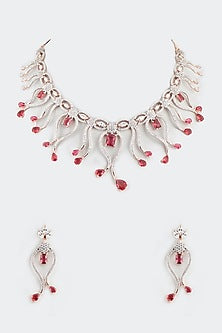 Rose Gold Finish Synthetic Stone Necklace