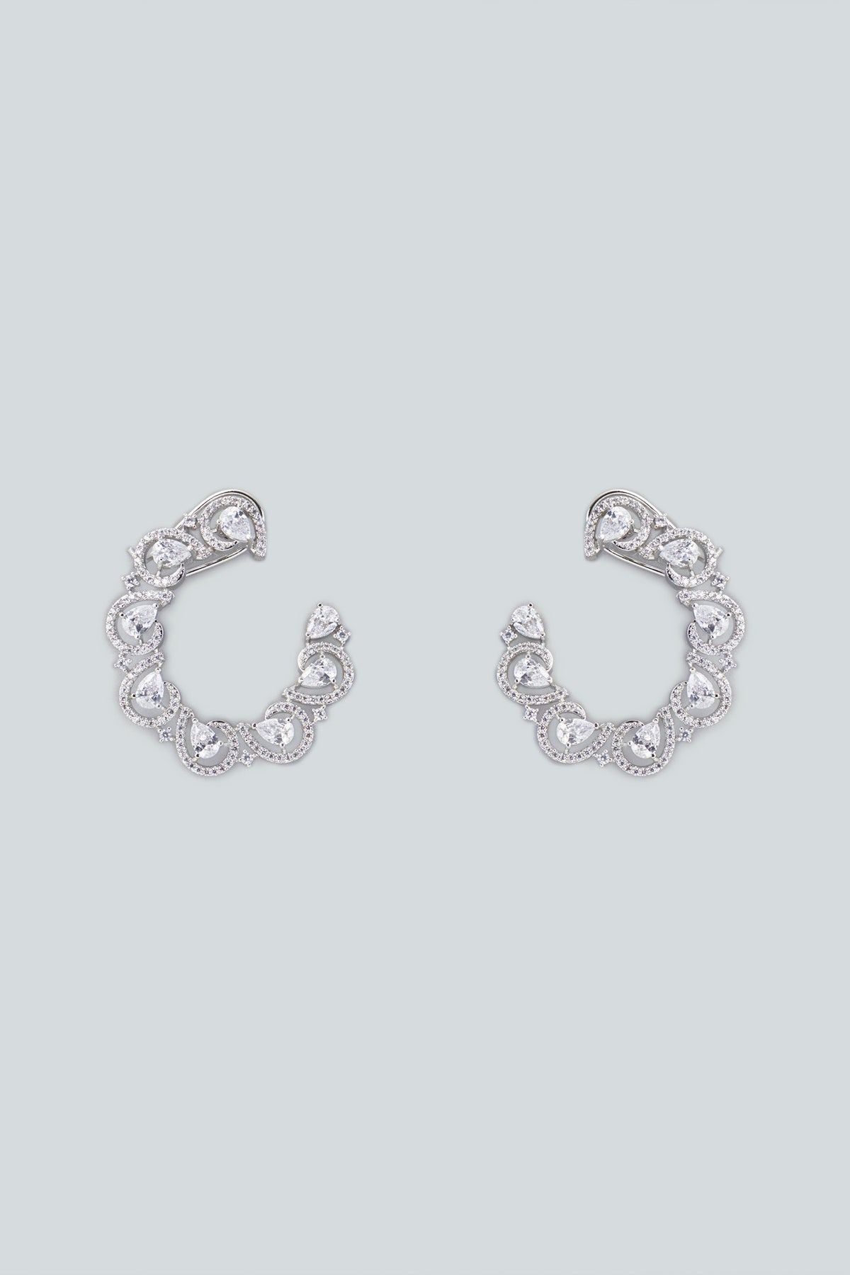 White Finish Zircon Stud Earrings