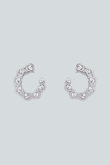 White Finish Zircon Stud Earrings