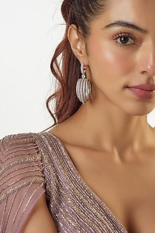 White Finish Zircon Dangler Earrings