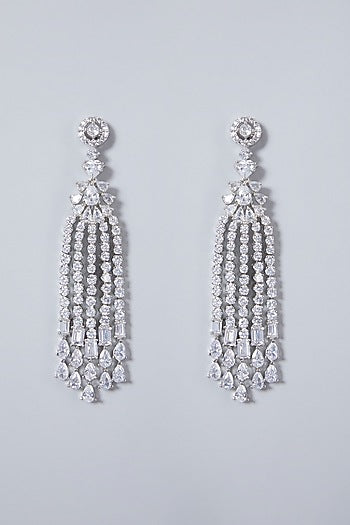 White Finish Zircon Earrings