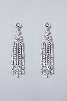 White Finish Zircon Earrings