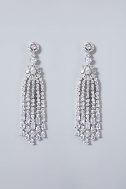 White Finish Zircon Earrings