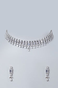 White Finish Zircon Necklace Set