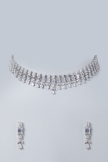 White Finish Zircon Necklace Set