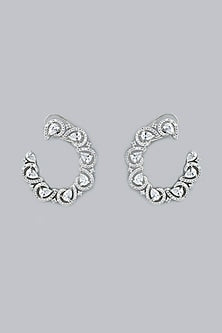 White Finish Zircon Stud Earrings