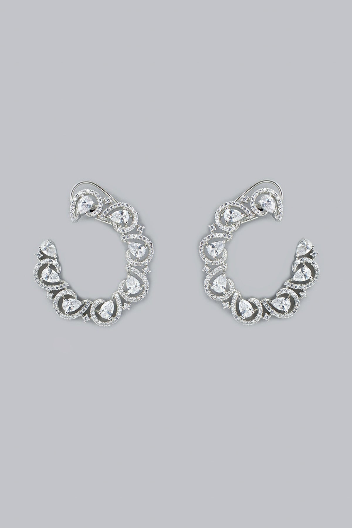 White Finish Zircon Stud Earrings