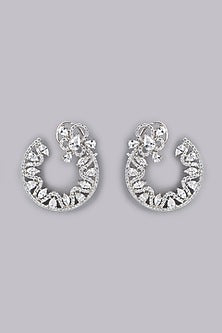 White Finish Zircon Stud Earrings