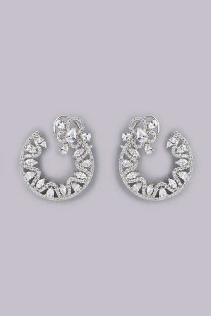 White Finish Zircon Stud Earrings