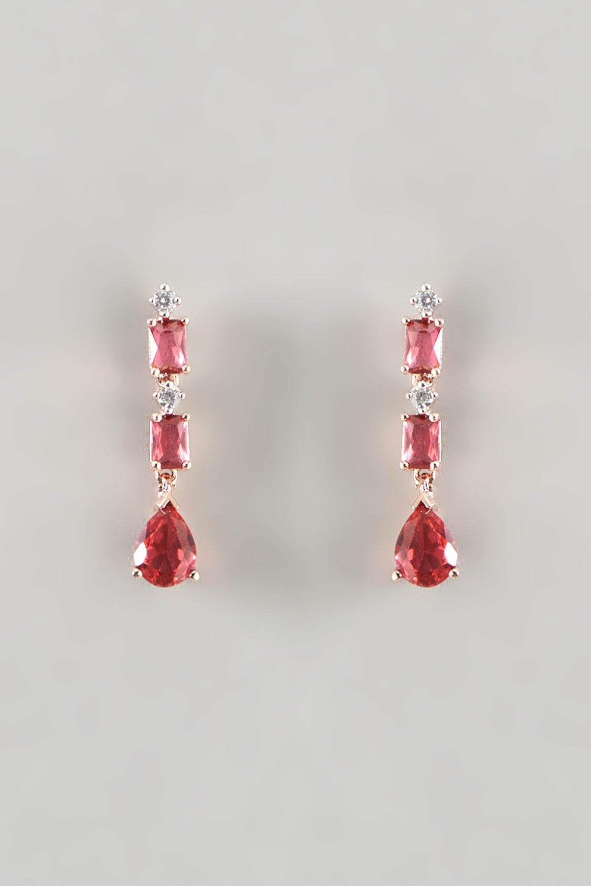 Rose Gold Finish Zircon & Synthetic Ruby Necklace Set